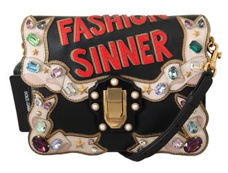 Dolce & Gabbana Womens LUCIA Purse Leather Crystal Fashion Sinner Borse Bag - Multicolour - Size EU 38 (Womens)