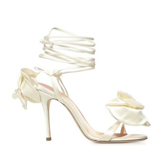 Magda Butrym High Heel Sandals, female, Beige, Size: 10 US 105mm Flower Satin Sandals