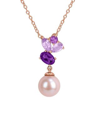 Rina Limor Rose Gold-Plated Silver 1.02 ct. tw. Gemstone & 8-8.5mm Pearl Pendant