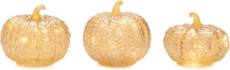Melrose International LED Mercury Glass Pumpkin Decor (Set of 3) - Beige