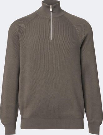 Brunello Cucinelli Ribbed-knit half-zip cotton sweater