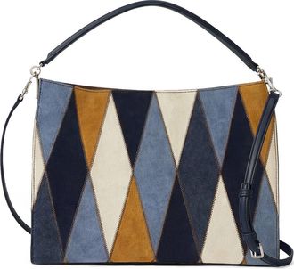 Veronica Beard Vida Patchwork Suede Shoulder Bag in Blue Multi at Nordstrom