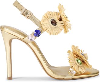 Kurt Geiger Womens Leather Roxie Heel Sandals - Gold - Size UK 6
