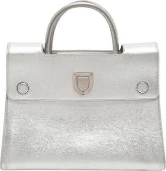 Dior Pre-owned Handbags, female, Gray, Size: ONE SIZE Pre-owned Vintage Leather Handbag
