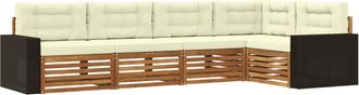 vidaXL Conjunto De Sof&aacute;s De Exterior 5 Uds. Natural Y Crema Poli&eacute;ster Vidaxl