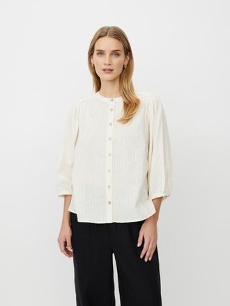Masai MaIthara Pintuck Detail 3/4 Sleeve Shirt in Whitecap at Nordstrom, Size Xx-Large