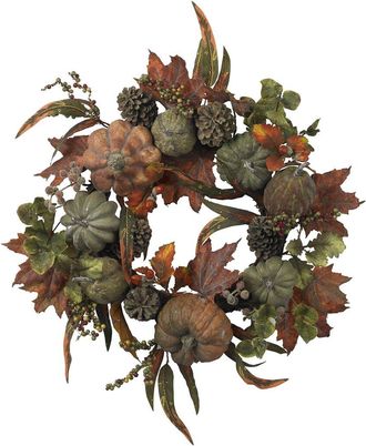 Nearly Natural 24In Pumpkin & Gourd Wreath