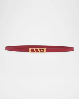 Valentino Garavani VLogo Signature Skinny Calfskin Belt, 15mm