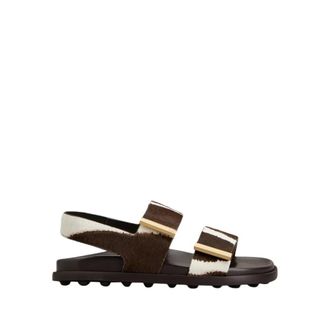 Tod's Pony-Effect Leather Sandal - female - Tods - Flat Sandals - Multicolor - 4 1/2 UK - Shoes