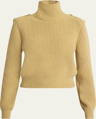 Chlo&eacute; Buttoned Shoulder Wool Cashmere Turtleneck