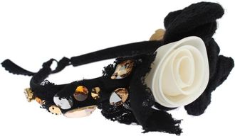 Dolce & Gabbana Kristallen Versierde Diadeem Haarband - Dames - Haaraccessoires - Zwart - ONE Size - Katoen - Accessoires