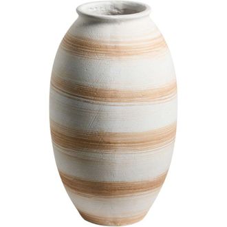 Beliani Flower Vase Off-White Fibre Clay Painted Indoor and Outdoor Round Shape Modern Design Living Room ZERVATA