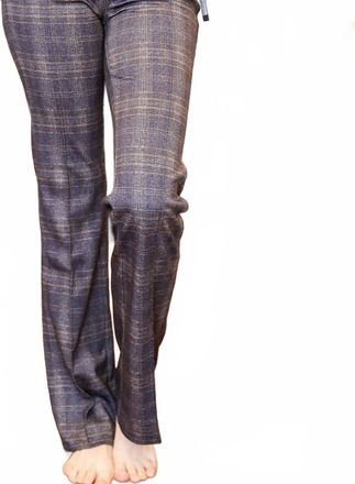 Lyss&eacute; Patterned Pintuck Ponte Baby Boot Trousers In Polished Plaid