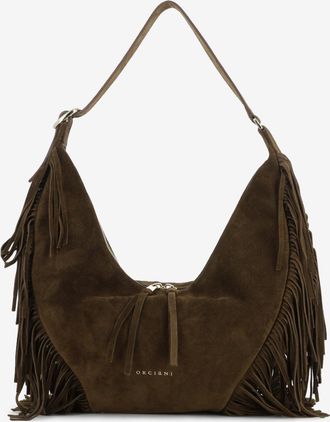 Orciani Borsa Isola Peach Fringe small cocoa