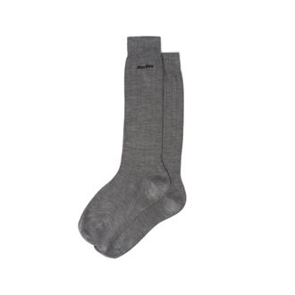 Miu Miu Silk Socks, Woman, Slate Gray, Size III
