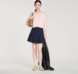 Sandro Cropped cashmere wool cardigan