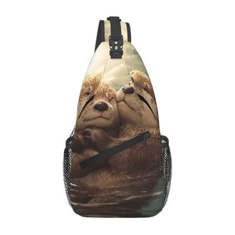 Generic Cute Otters Chest Bag Trendy Crossbody Bag Adjustable Crossbody Bags For Camping Casual Women