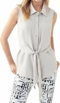 Joseph Ribkoff Maria Sleevless Tie Front Top In Moonstone