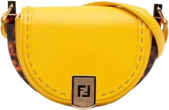 Fendi Pre-owned Cross Body Bags, female, Yellow, Size: ONE SIZE Pre-owned Leather Cross Body Bag
