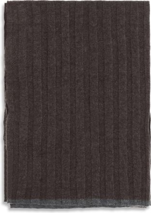 Brunello Cucinelli Mens Scarf Ribbed Cashmere Brown Scarfs