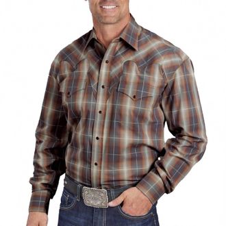 Stetson Mens Mini Plaid Shirt In Brown
