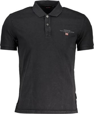 Napapijri Elegant Zwart Geborduurd Poloshirt - Heren - Polos - Zwart - L - Katoen - Tops