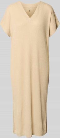 Soyaconcept Strickkleid mit V-Ausschnitt Modell Delia in Sand, Gr&ouml;&szlig;e XXL