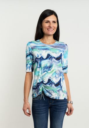 Seidel Moden Kurzarmshirt SEIDEL MODEN, Damen, Gr. 34, aqua,60, Jersey, Obermaterial: 94% Viskose, 6% Elasthan, bedruckt, regular fit taillenbedeckt, Rundhals, ger