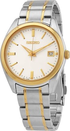 Seiko Quartz White Dial Two-tone Mens Watch SUR312P1