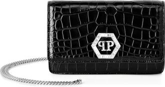Philipp Plein Clutch con effetto coccodrillo - Nero