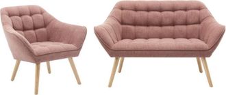 VENTE-UNIQUE.COM Conjunto sofá y sillón fijo poliéster 3 plazas rosa 127x73cm