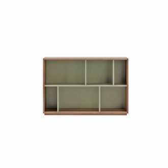 HERDASA Estanter&iacute;a Librer&iacute;a, Colecci&oacute;n Nack, Con 2 Niveles De Altura En Melamina Color Nogal-verde