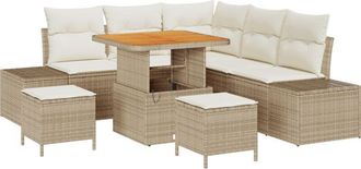 vidaXL Garden Sofa Set with Storage 8 pcs Beige Poly rattan Vidaxl