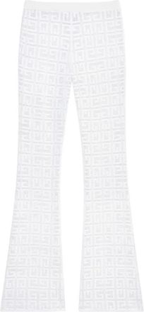 Givenchy 4G Jacquard Flared Broek - Dames - Wijde Broeken - Wit - XS - Polyester - Broeken