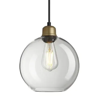 Industville Orlando Clear Glass Globe Pendant - 9 Inch in Metallic Gold | Size: 9 inches