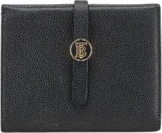 Burberry Pre-owned Wallets, female, Black, Size: ONE SIZE Pre-owned TB Logo Leather Wallet