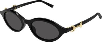 Gucci Zonnebril met ovaal montuur - Dames - Zonnebrillen - Zwart - 51 MM - Accessoires