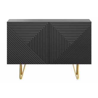 Miliboo Aparador Negro Y Metal Dorado 2 Puertas 107 Cm Ozen