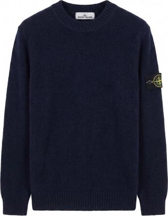 Stone Island Fancy Yarn Moulin&eacute; Wol Trui - Heren - Ronde hals truien - Blauw - M - Wol - Truien & Vesten