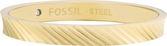 Fossil Womens Harlow Linear Texture Gold-Tone Stainless Steel Band Ring