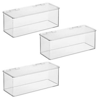 iDesign Stackable Hinged-Lid Storage Box - Set of 3 - Clear in Clear/white at Nordstrom