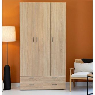 Dmora Armario 3 Puertas Kinsale, Muebles De Dormitorio, Vestidor, Armario De Ropa, 111x52 H214 Cm, Roble - Dmora