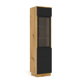 Petits Meubles Vitrina 2 puertas paneles laminados madera y negro