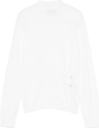Liu Jo Long-Sleeved Virgin Wool Sweater With Subtle Embellishments