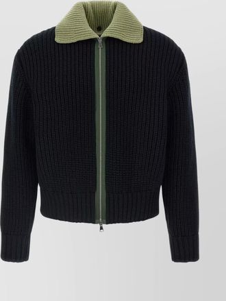 Namacheko cardigan with contrast collar and long sleeves