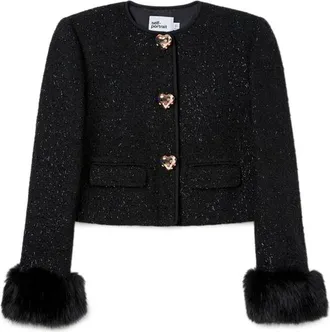 Self Portrait Boucle Fur Cuff Jacket