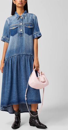 Ganni Womens Layered denim minidress