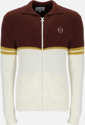 Sergio Tacchini Mens Sergio Tacchini Orion Brushed Knit Track Top Jacket Bitter Chocolate/Gardenia/Wood - White - Size: 40/Regular