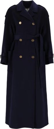 Elisabetta Franchi Geknopt jas met ceintuur - Dames - Trenchcoats - Blauw - XS - Jassen