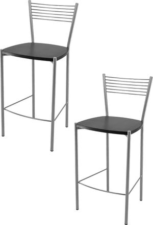 Tommychairs Tommychairs 2 Taburetes Elegance En Acero Aluminio Asiento Madera Wengu&eacute;